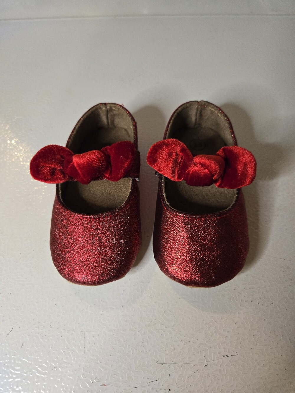 Cute Red Glitter Baby Girl Holiday Shoes